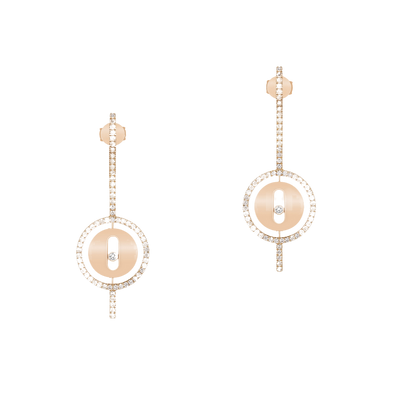 Lucky Move Arrow Pink Gold Diamond Earrings