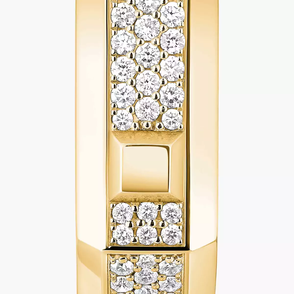 Mono créole pavée Moderniste MM Boucles d'oreilles Diamant Or Jaune