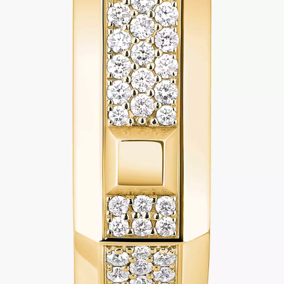 Mono créole pavée Moderniste MM Boucles d'oreilles Diamant Or Jaune