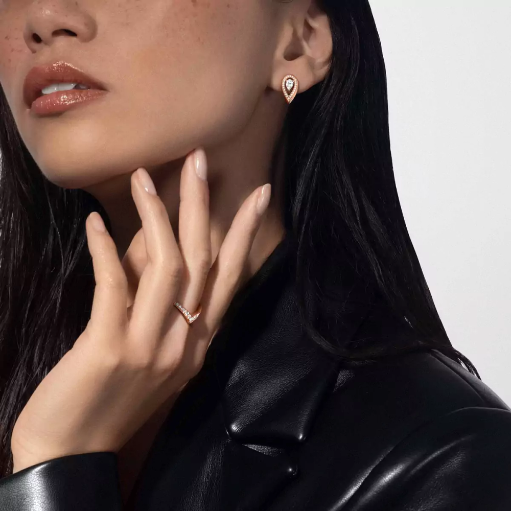 Alliance pavée Fiery Bague Diamant Or Rose