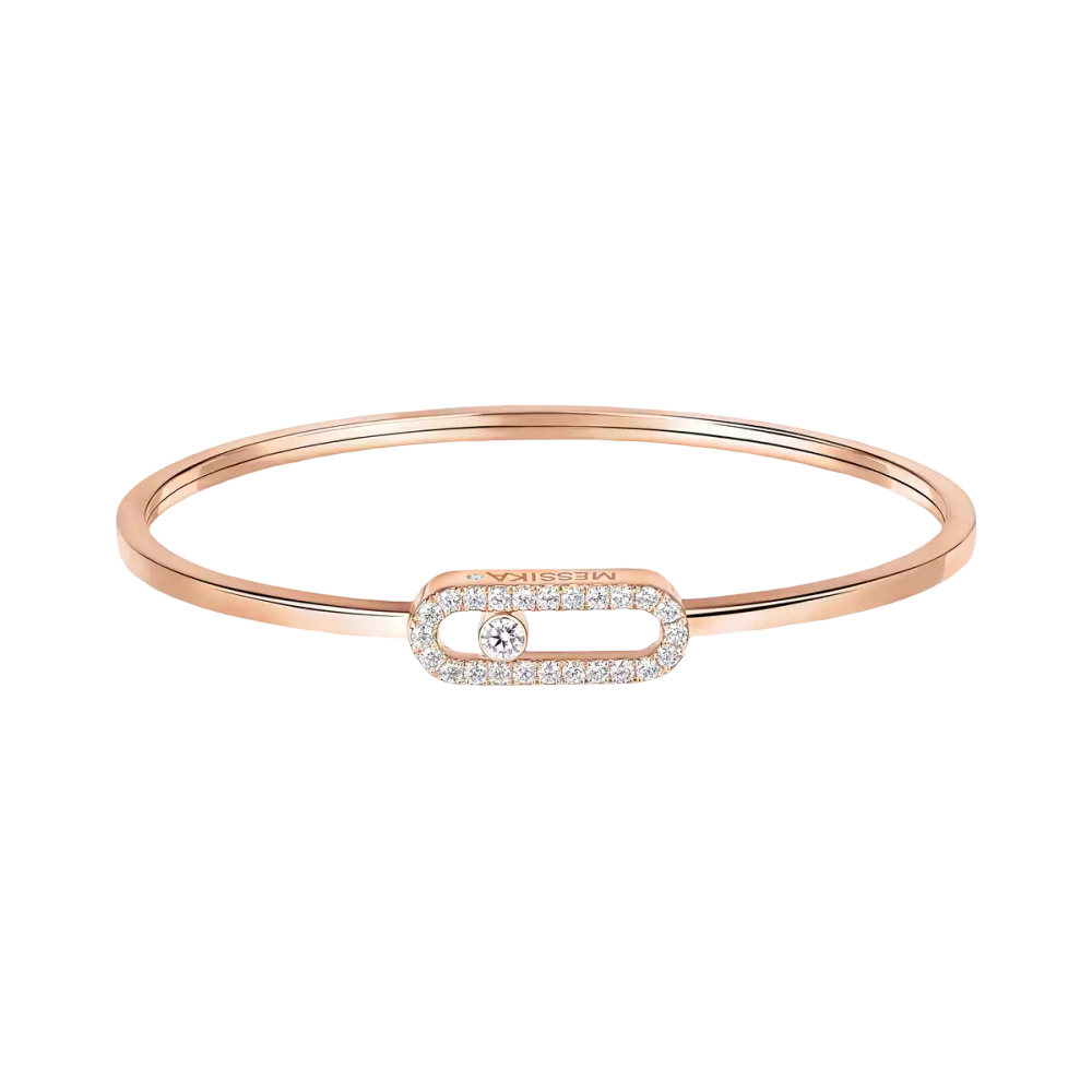 Move Uno Pavé Flex Bangle MM Pink Gold Diamond Bracelet
