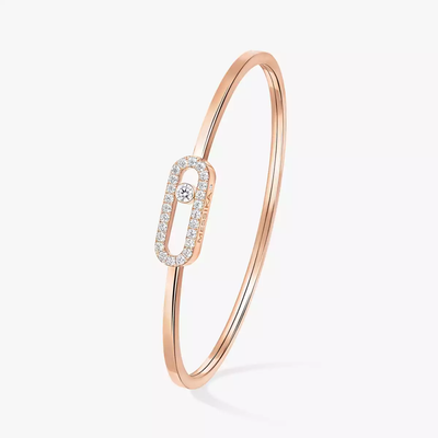 Move Uno Pavé Flex Bangle MM Pink Gold Diamond Bracelet