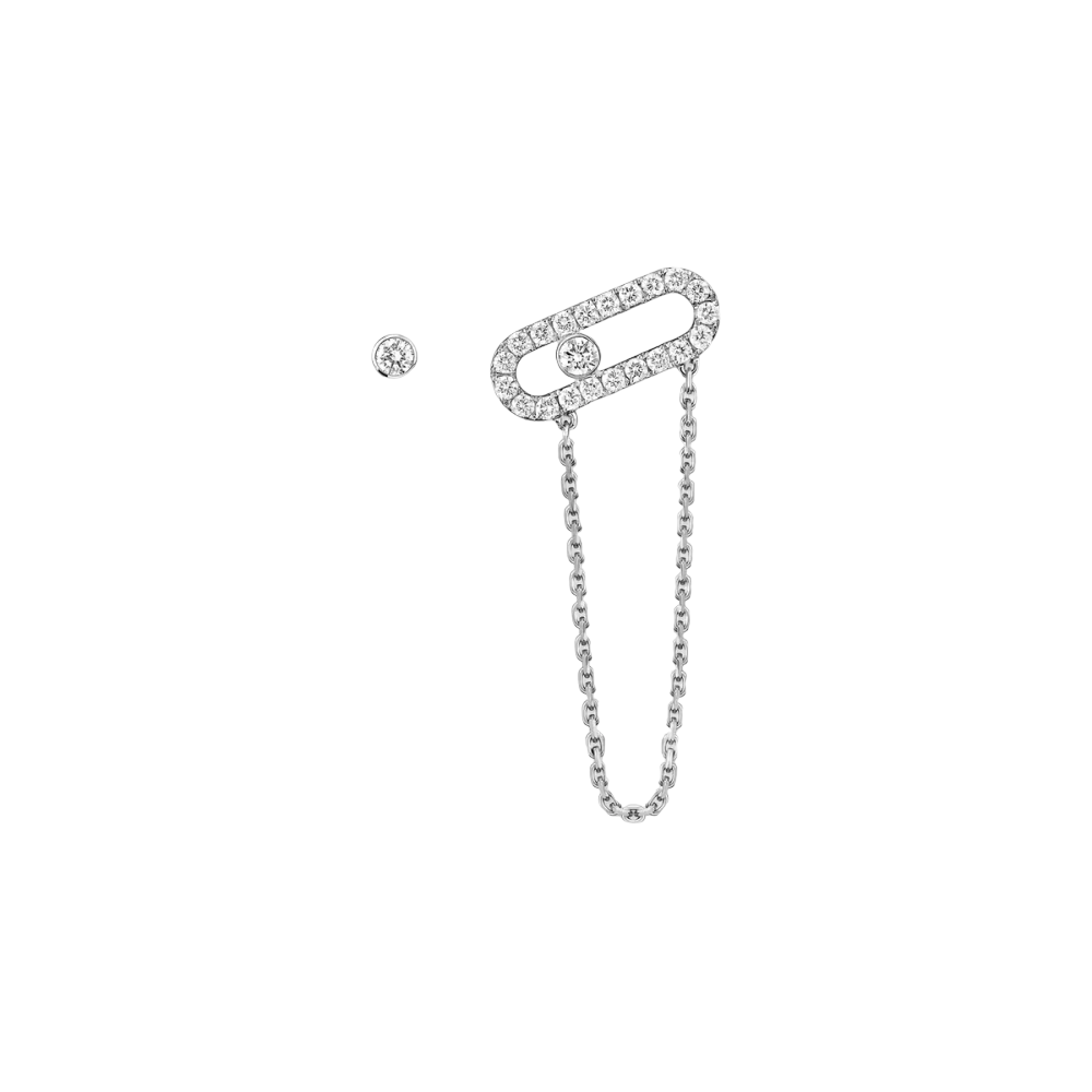 Move Uno Chaine et Puce Boucles d'oreilles Diamant Or Blanc
