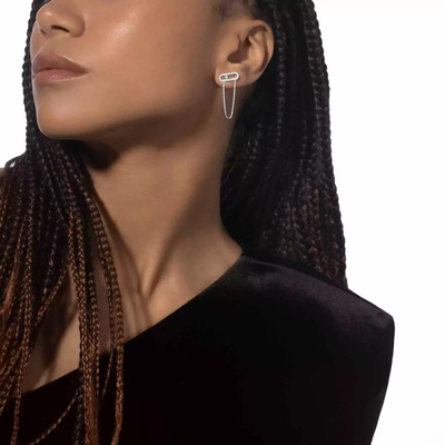 Move Uno Chaine et Puce Boucles d'oreilles Diamant Or Blanc