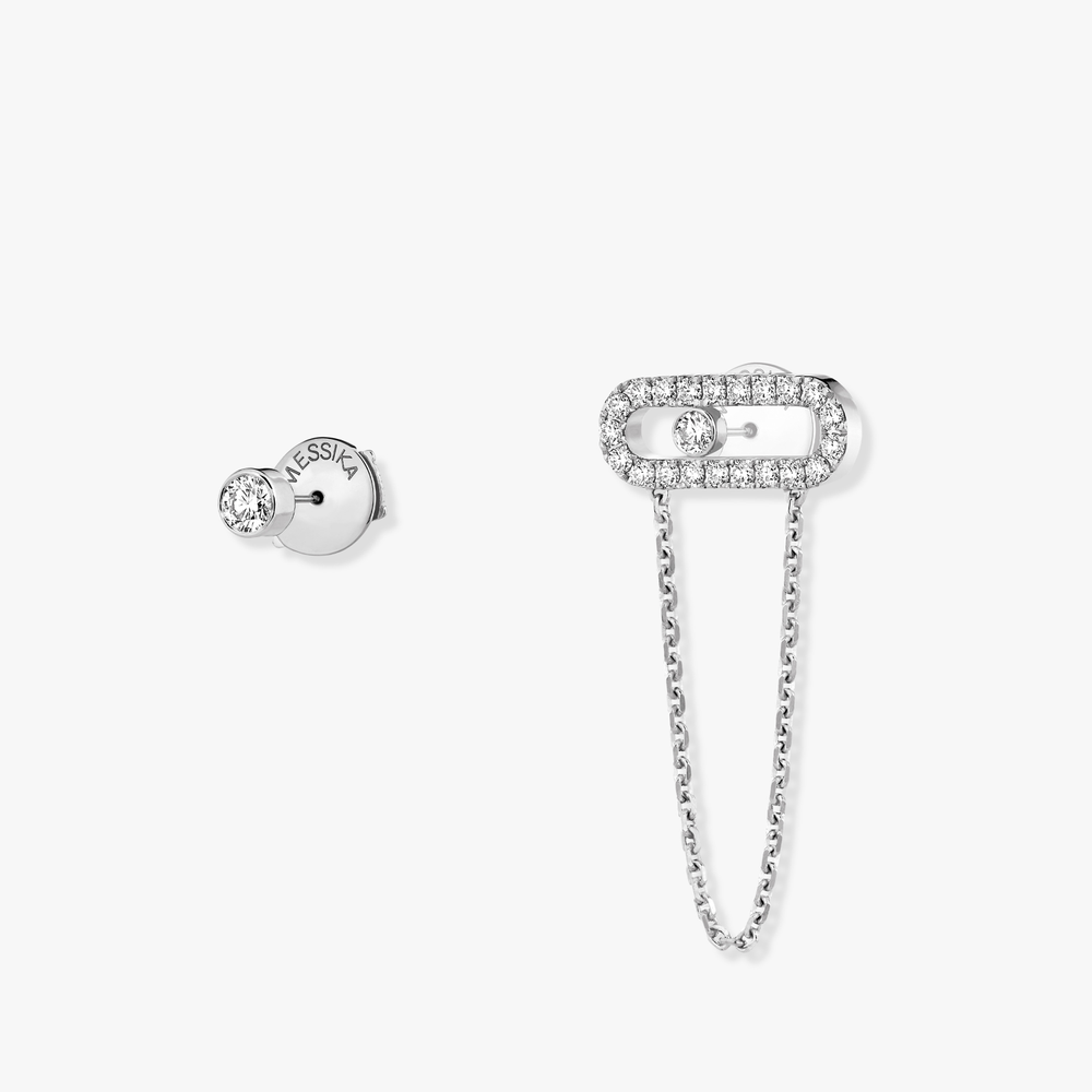 Boucles d'oreilles Diamant Or Blanc Move Uno Chaine et Puce