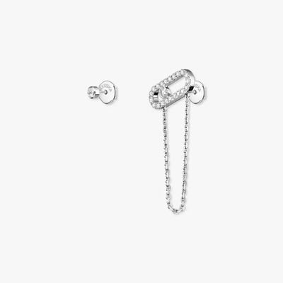 Move Uno Chaine et Puce Boucles d'oreilles Diamant Or Blanc