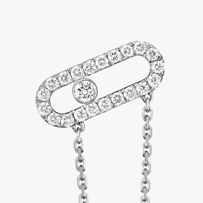 Move Uno Chaine et Puce Boucles d'oreilles Diamant Or Blanc