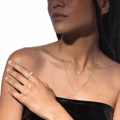 My Twin 2 Rangs Collier Diamant Or Jaune