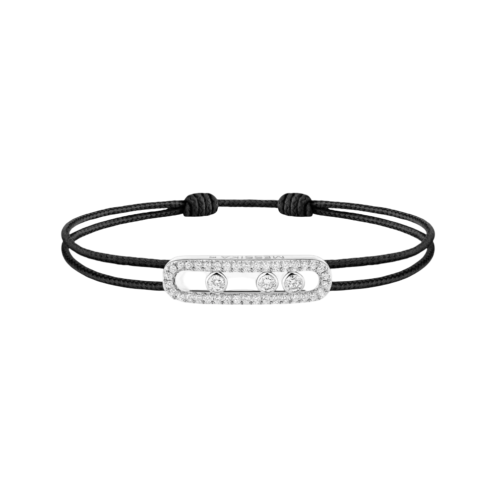 Cordon Messika CARE(S) Noir Pavé Bracelet Diamant Or Blanc