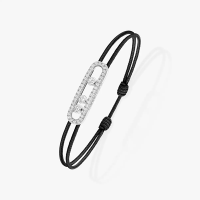 Bracelet cordon noir pavé Messika Care(s) Bracelet Diamant Or Blanc