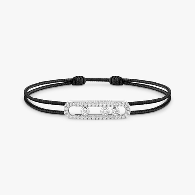 Messika CARE(S) Black Cord Pavé Bracelet White Gold Diamond Bracelet