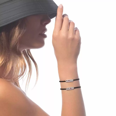 Bracelet cordon noir pavé Messika Care(s) Bracelet Diamant Or Blanc