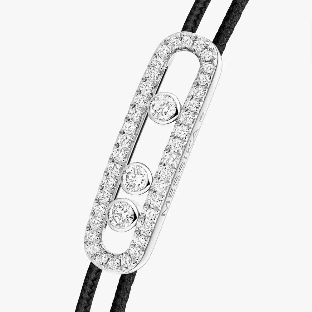 Bracelet cordon noir pavé Messika Care(s) Bracelet Diamant Or Blanc
