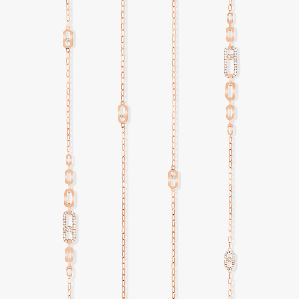 Move Uno Pink Gold Diamond Necklace