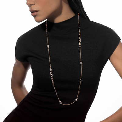 Move Uno Pink Gold Diamond Necklace