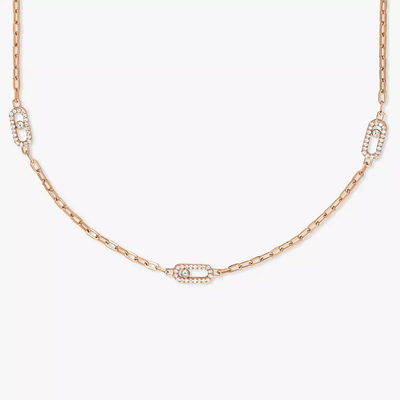 Sautoir Move Uno Collier Diamant Or Rose