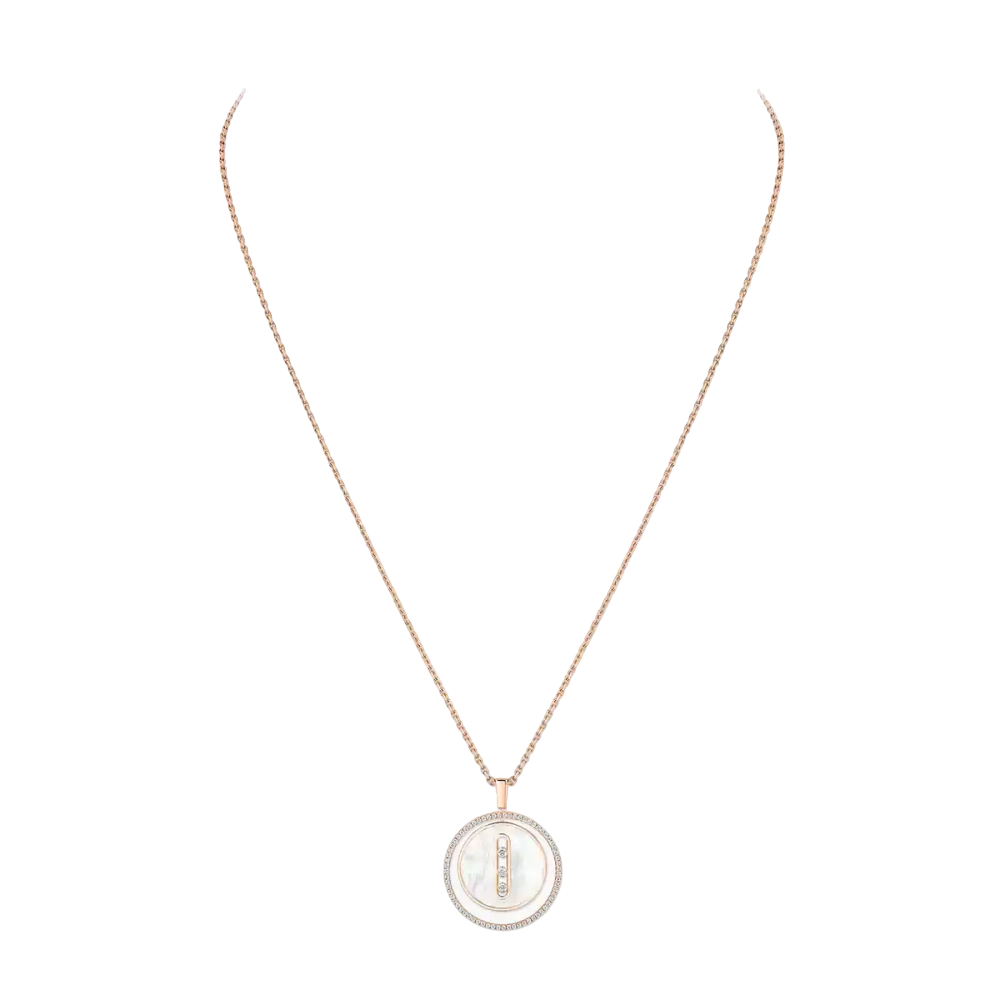 Lucky Move MM Nacre blanche Collier Diamant Or Rose