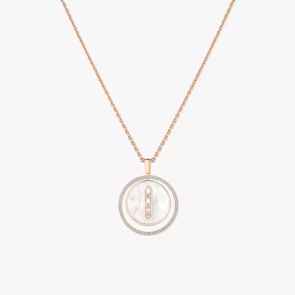 Lucky Move MM Nacre blanche Collier Diamant Or Rose