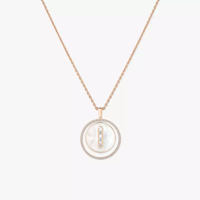 Lucky Move MM Nacre blanche Collier Diamant Or Rose