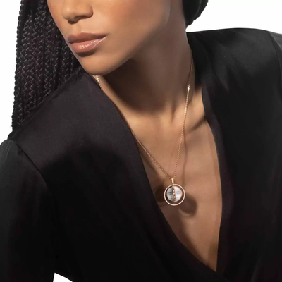 Lucky Move MM Nacre blanche Collier Diamant Or Rose