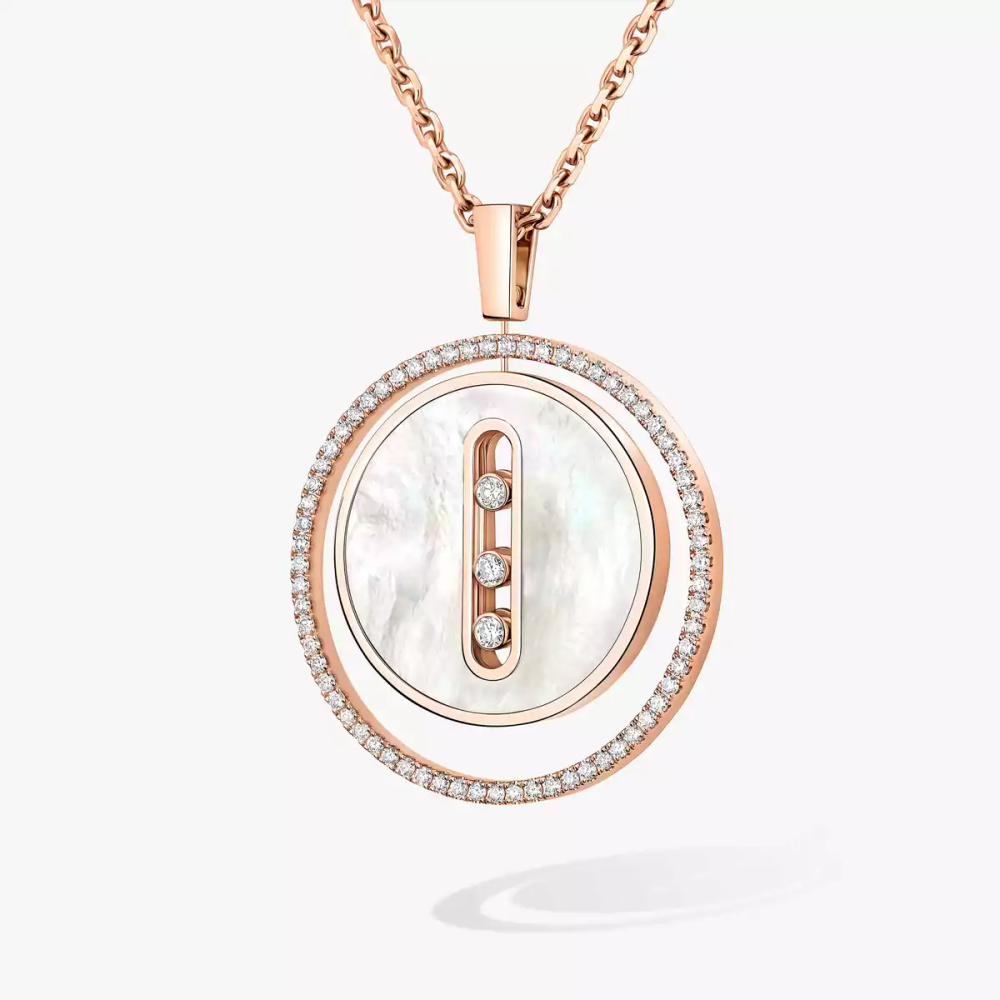 Lucky Move MM Nacre blanche Collier Diamant Or Rose
