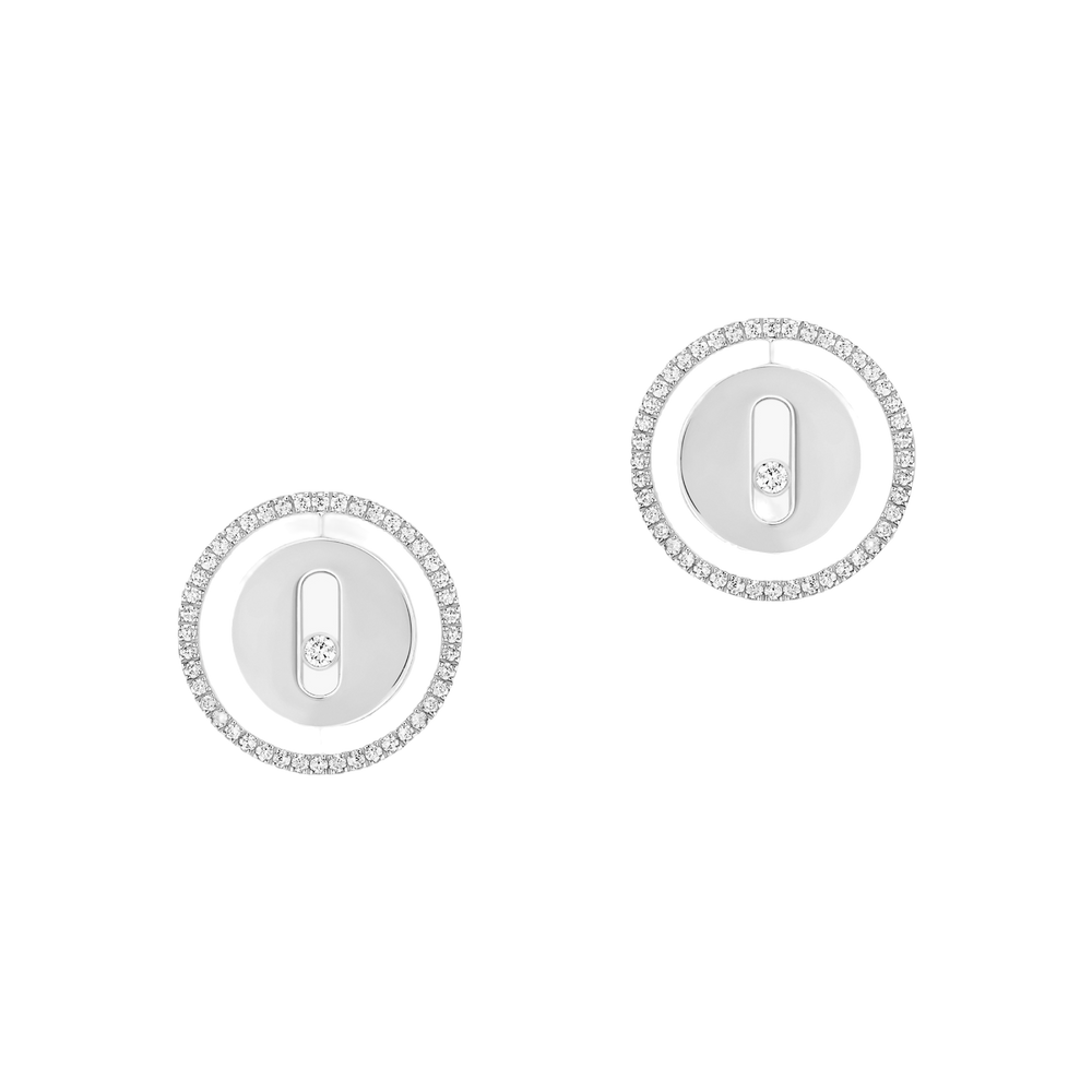 Lucky Move Stud White Gold Diamond Earrings