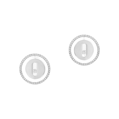 Lucky Move Stud White Gold Diamond Earrings