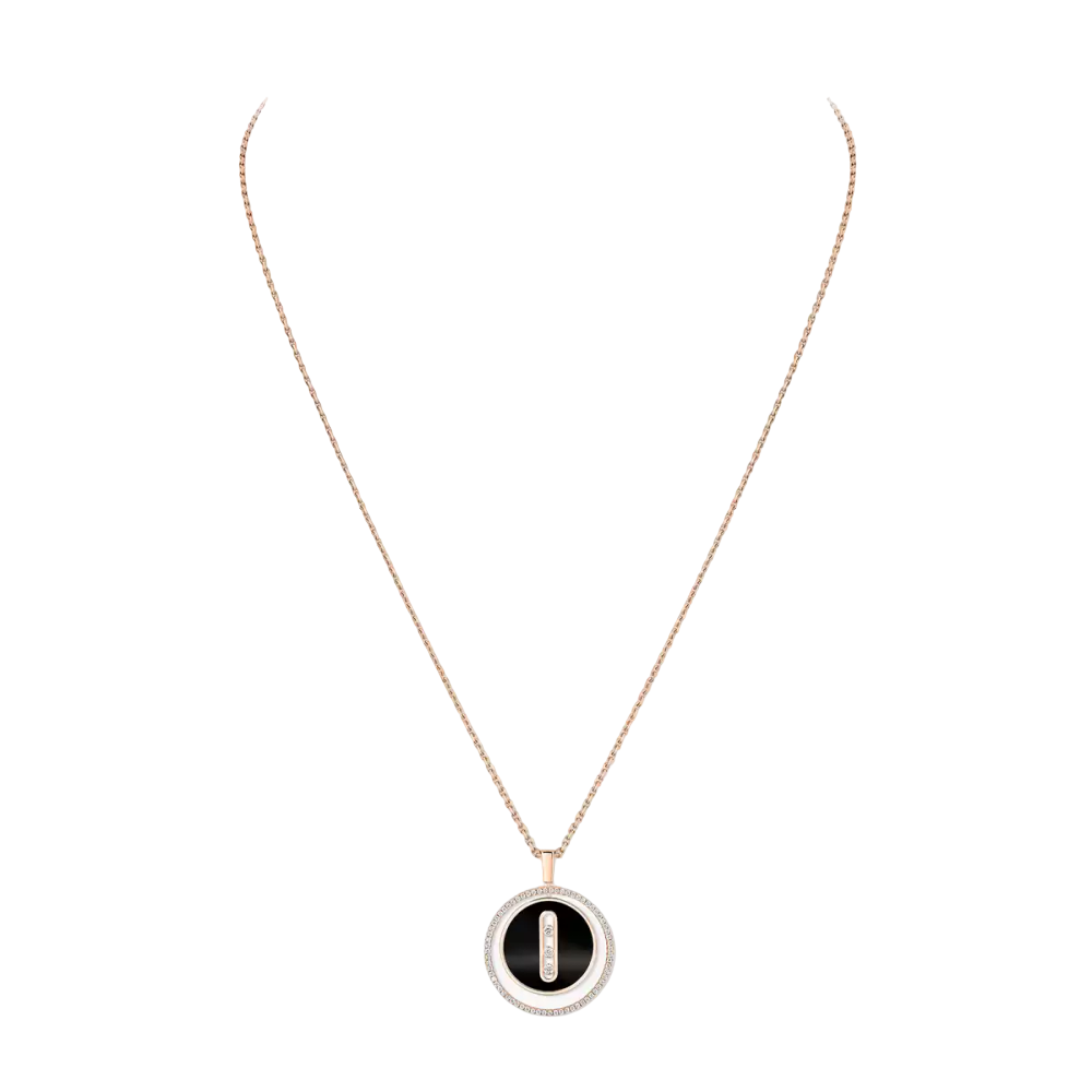 Lucky Move MM Onyx Pink Gold Pink Gold Diamond Necklace