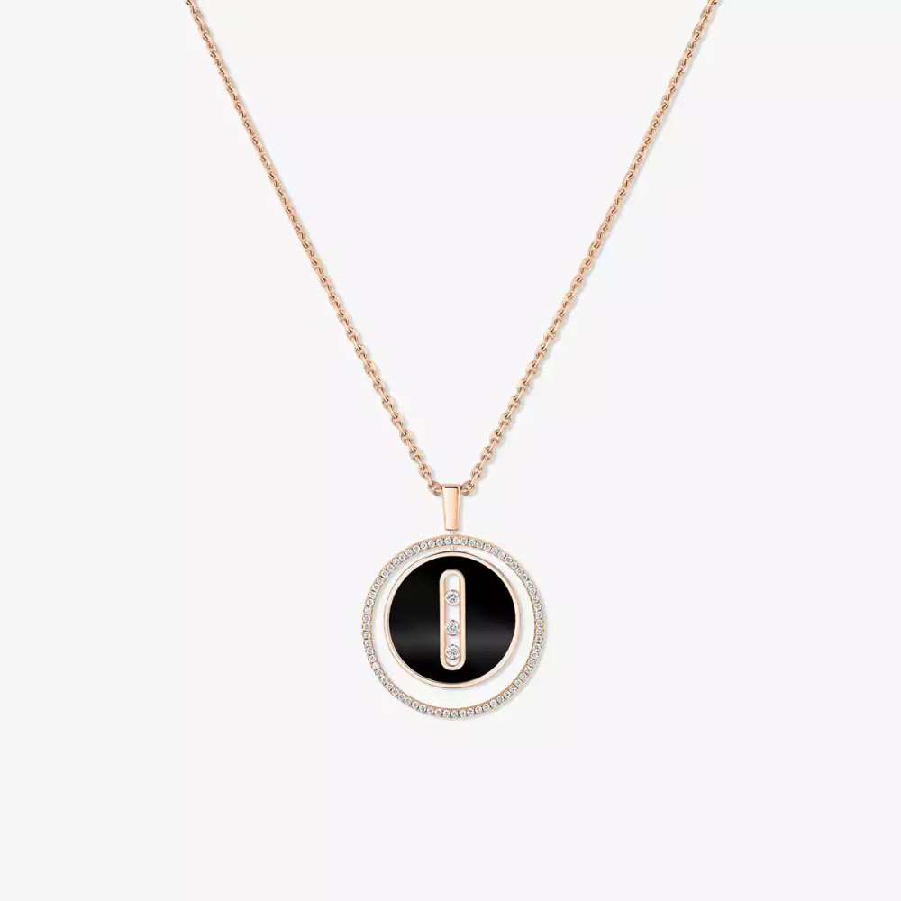 Lucky Move MM Onyx Or Rose Collier Diamant Or Rose