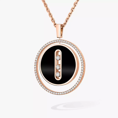 Lucky Move MM Onyx Or Rose Collier Diamant Or Rose