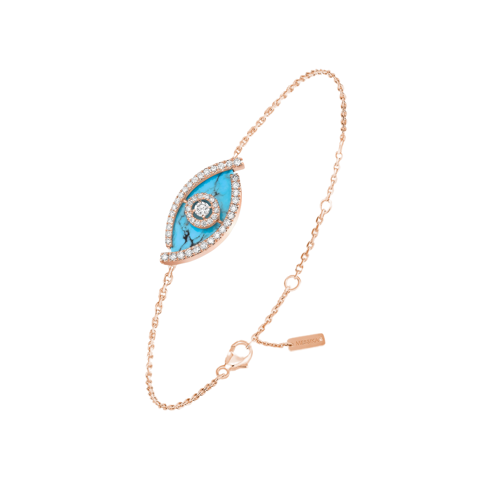 Lucky Eye Turquoise Pink Gold Diamond Bracelet