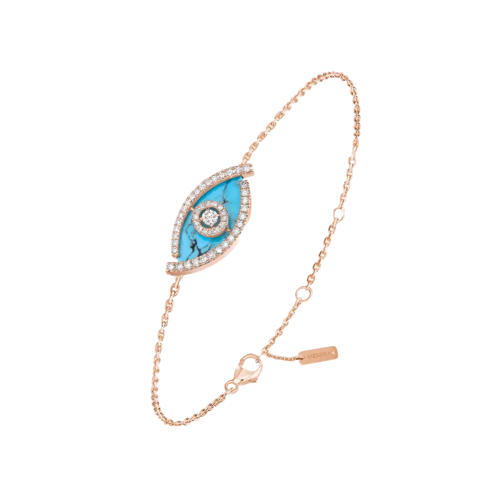 Bracelet turquoise Lucky Eye Bracelet Diamant Or Rose