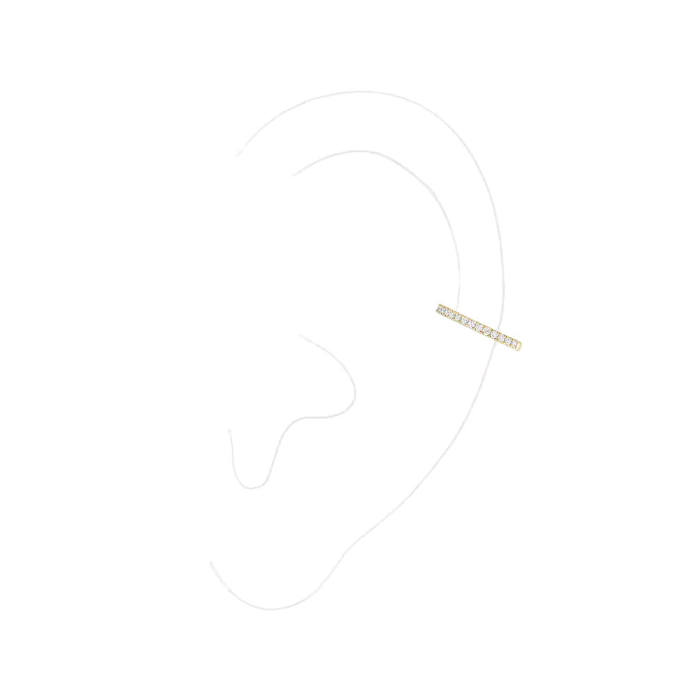 Gatsby Mono Clip Middle Yellow Gold Diamond Earrings