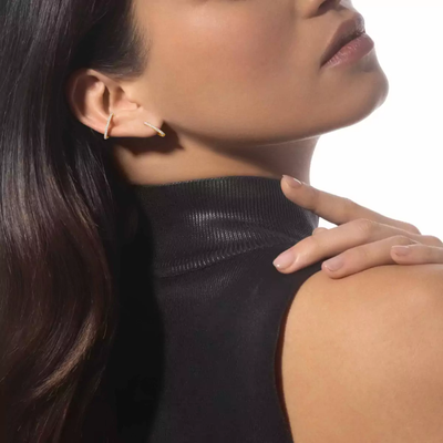 Gatsby Mono Clip Middle Yellow Gold Diamond Earrings