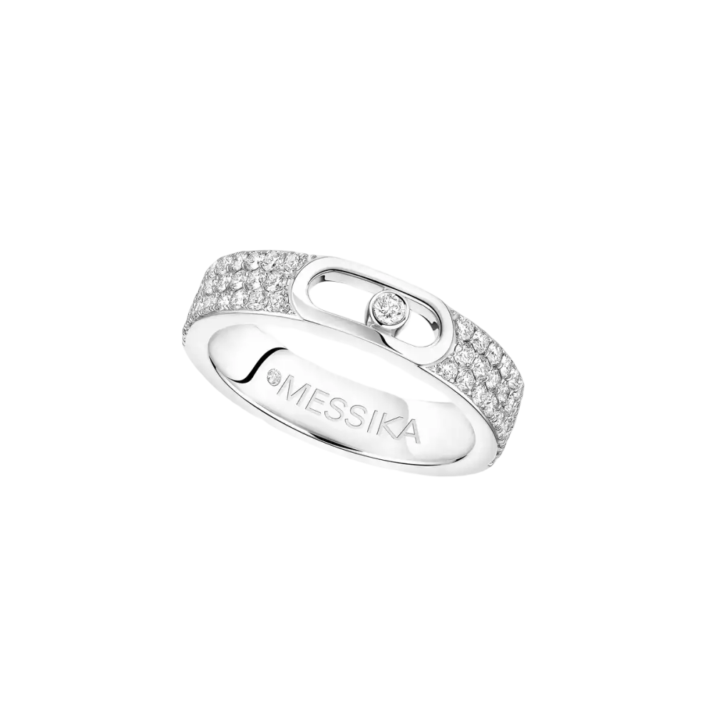 Alliance Move Joaillerie Pavée Bague Diamant Or Blanc