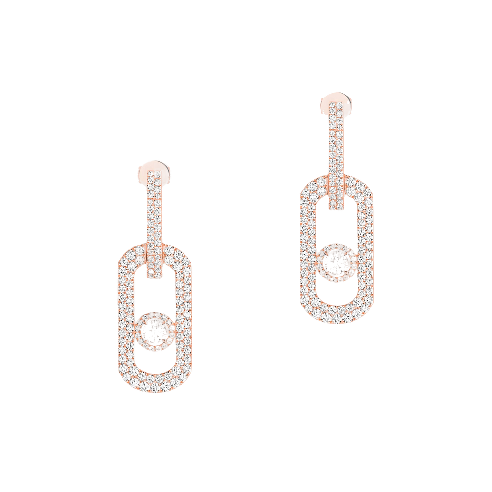 Pendantes So Move XL Pavées Boucles d'oreilles Diamant Or Rose