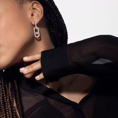 Boucles d'oreilles pendantes pavées So Move XL Boucles d'oreilles Diamant Or Rose