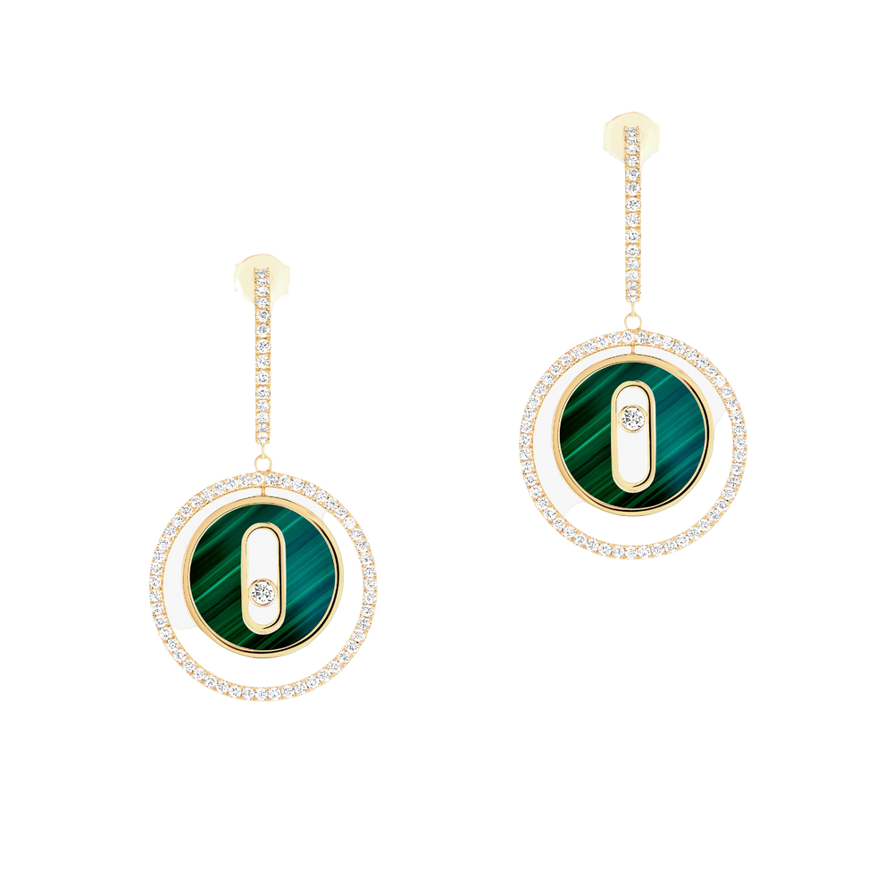 Lucky Move PM Malachite Boucles d'oreilles Diamant Or Jaune