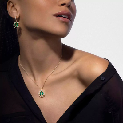 Lucky Move PM Malachite Boucles d'oreilles Diamant Or Jaune