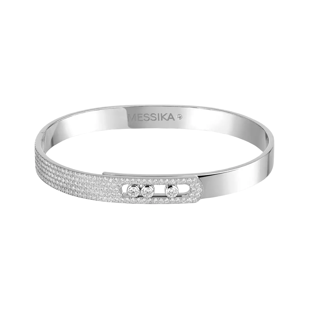 Bangle semi-pavé Move Noa grandes tailles Bracelet Diamant Or Blanc