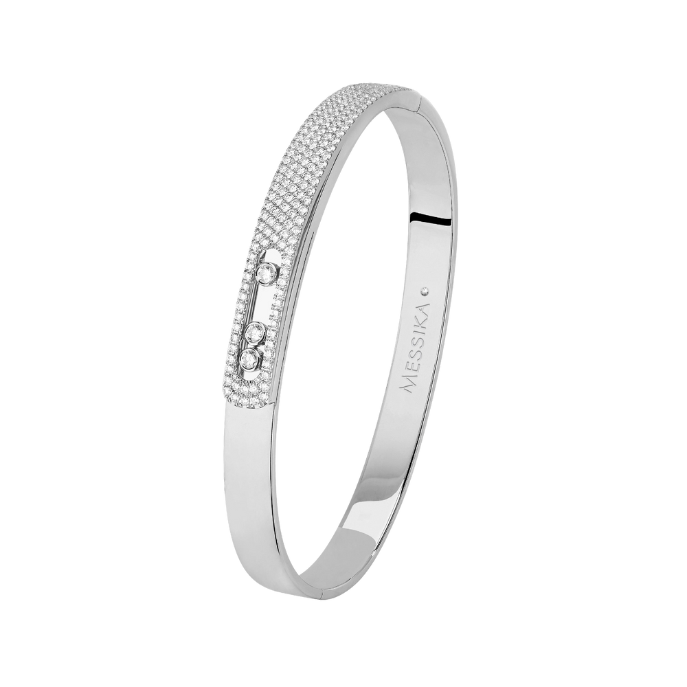 Move Noa MM Pavé Bangle Large Size White Gold Diamond Bracelet