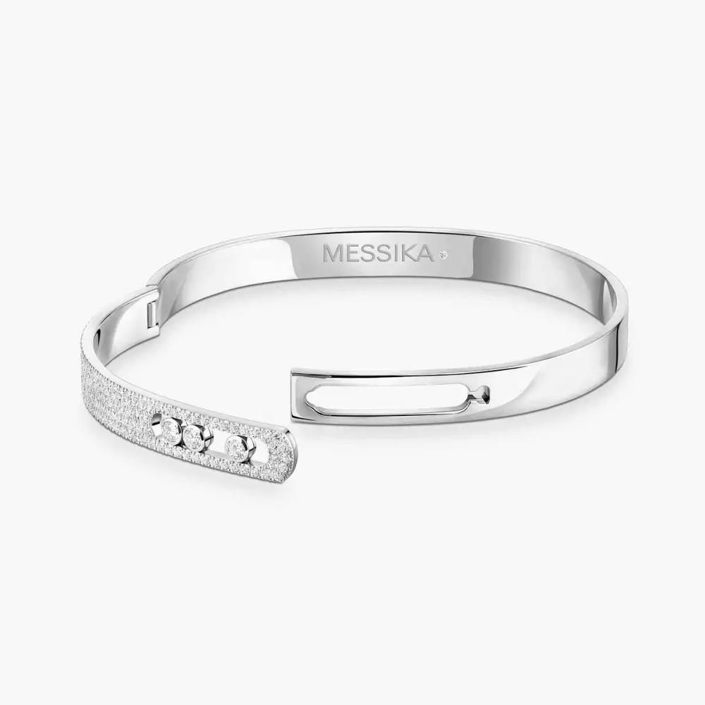 Bangle semi-pavé Move Noa grandes tailles Bracelet Diamant Or Blanc