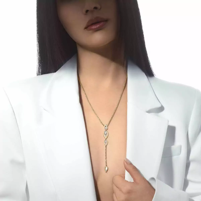 Collier cravate Fiery Collier Diamant Or Jaune