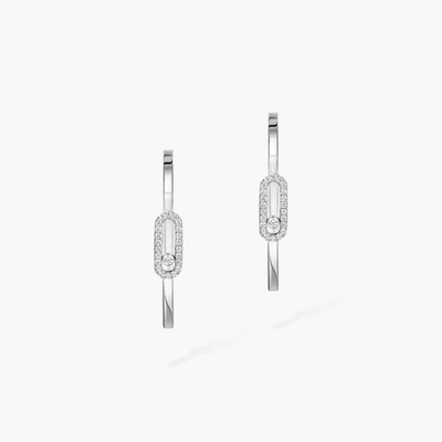 Move Uno Small Hoop Earrings White Gold Diamond Earrings