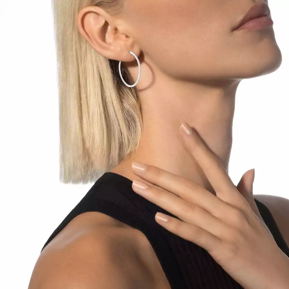 Créoles Gatsby S Boucles d'oreilles Diamant Or Blanc