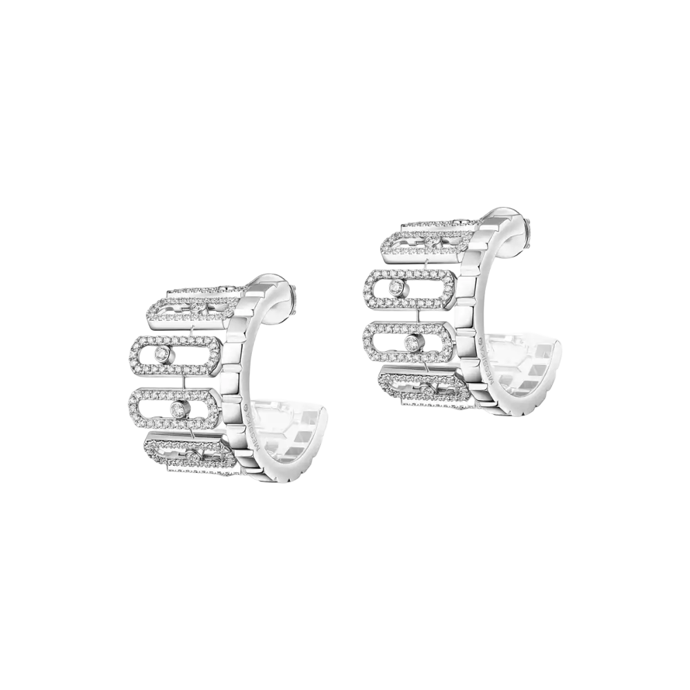 Move Iconica Pavées Boucles d'oreilles Diamant Or Blanc