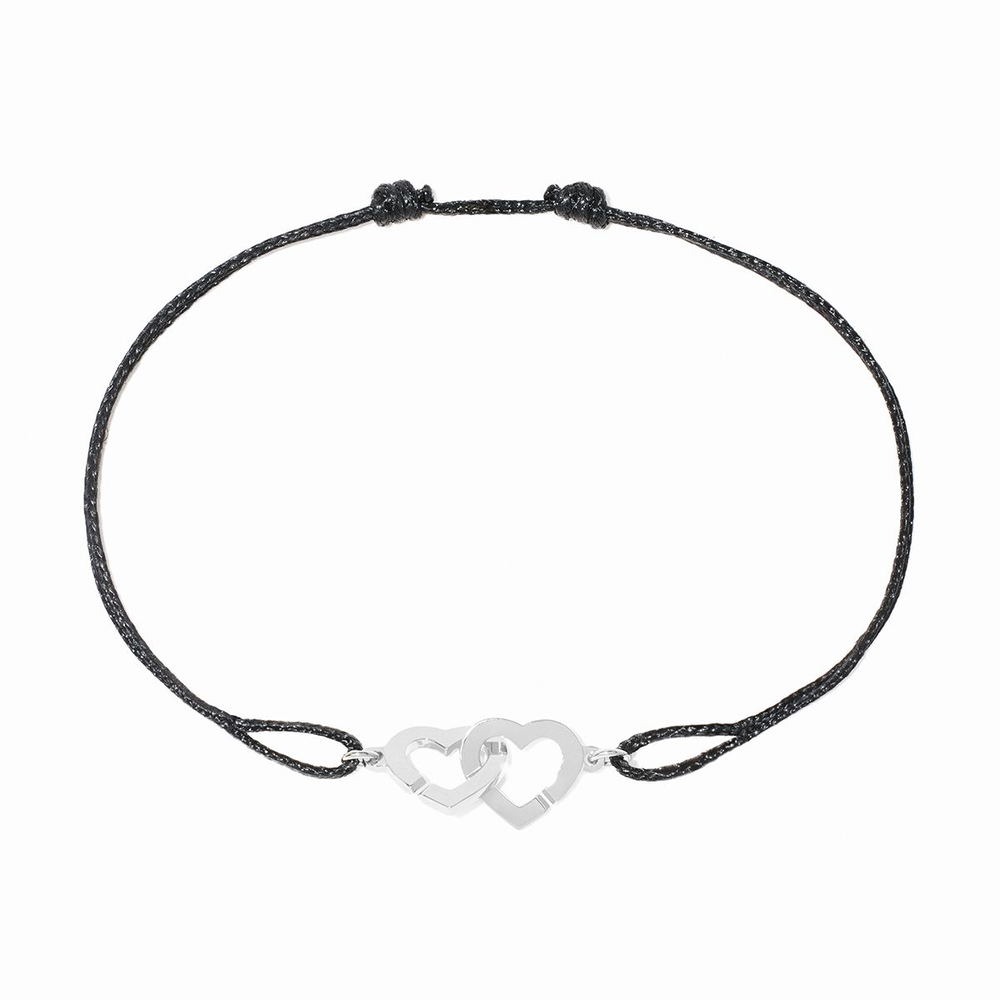Bracelet Sur Cordon Double Cœurs Petit Modèle
