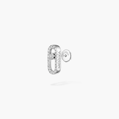 Move Uno Pavé Single Stud White Gold Diamond Earrings