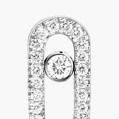 Move Uno Pavé Single Stud White Gold Diamond Earrings