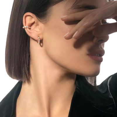 D-Vibes Mono Clip Earring Pink Gold Diamond Earrings